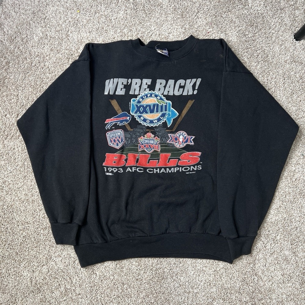 Vintage 1993 Buffalo Bills NFL Super Bowl XXVII Football Crewneck Size XL